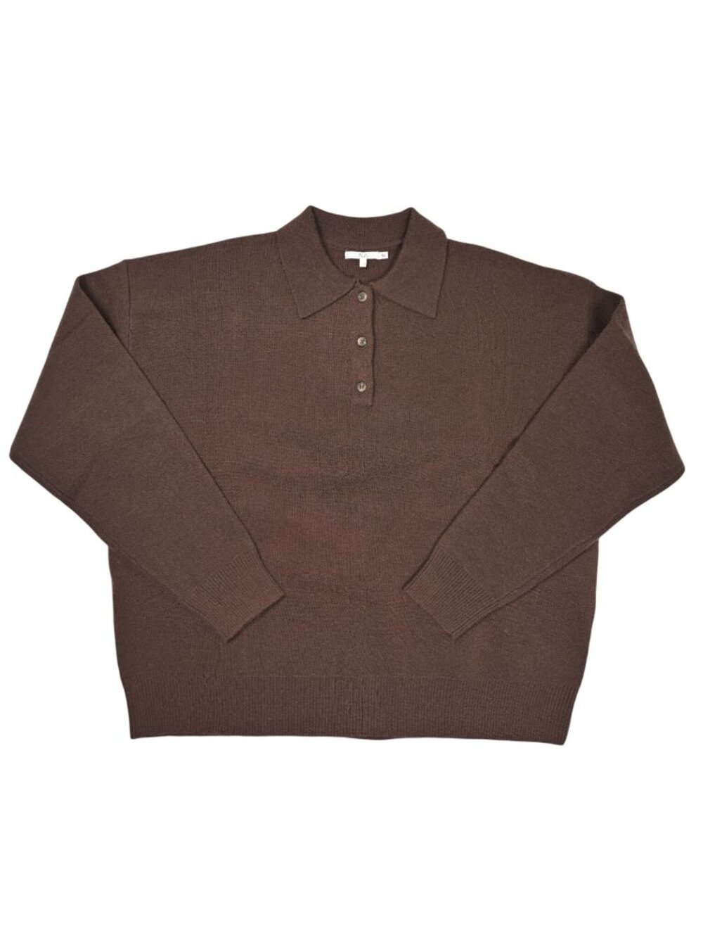 NIA Marlowe Long Sleeve Collared Sweater in Espresso